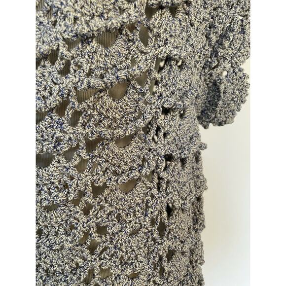 Beautiful Vintage Hand-Crocheted Knit SS Pullover L-XL Lavender - Scalloped Hem - Picture 11 of 11